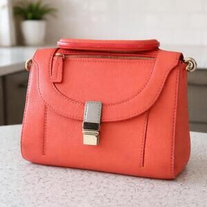 Botkier Satchel Bag Purse Womens Small Coral Leather Top Handle Crossbody Chain